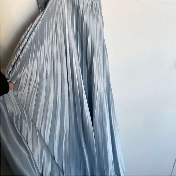 Aritzia Rio Satin Light Blue Pleated Dress - Picture 4 of 4